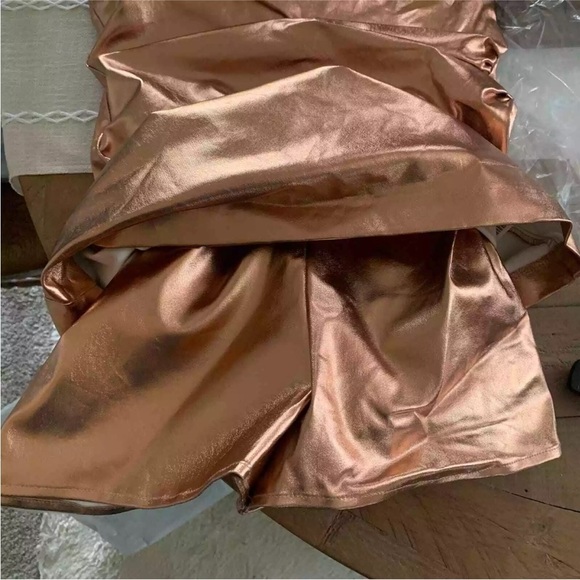 Zara bronze foil mini dress BLOGGERS FAVORITE!! NWT - Picture 8 of 14